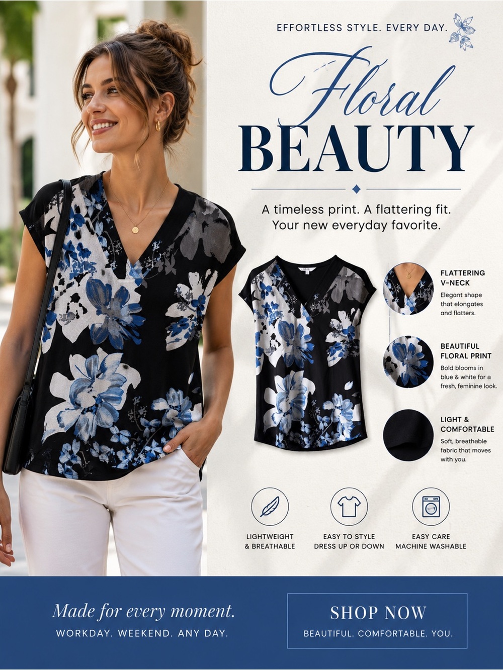 BUNDLE of 3 Flower themed women’s summer tops